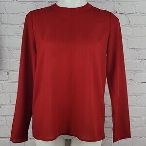 Paper Crane Womens Sheer Blouse Size Medium Red Long Sleeve Zipper Closure